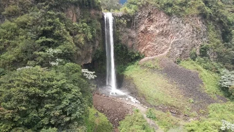 Large Waterfall With Clear Flow in Natural Landscape Stock Footage 343419689