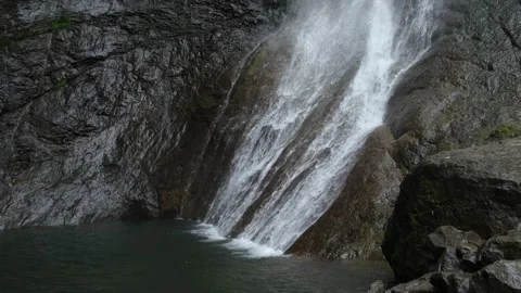 Large waterfall close-up in the Caucasus mountains Stock Footage 278995270