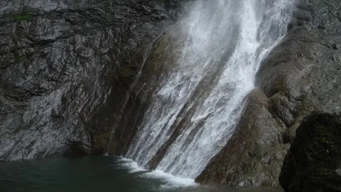 Large waterfall close-up in the Caucasus mountains Stock Footage 278995625