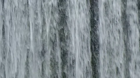 Large Waterfall Close Up - Slow Motion - Cascading down vertical cliff face Stock Footage 243770837