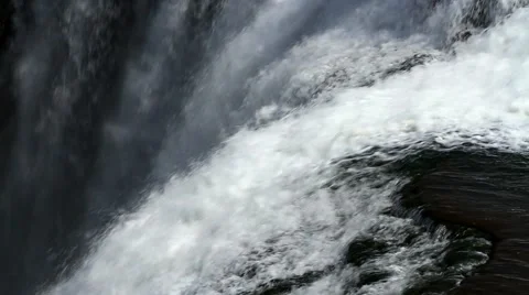 Large waterfall, close up of white water, daytime, summer Stock Footage 43968502