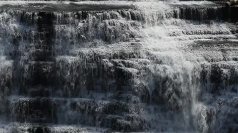 Large waterfall, close up of white water, daytime, summer Stock Footage 43969133