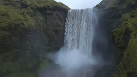 Large waterfall Drone shot Stock Footage 128662049
