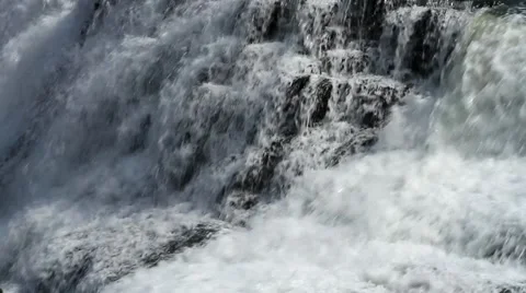 Large waterfall, fast moving white water Stock Footage 43052984