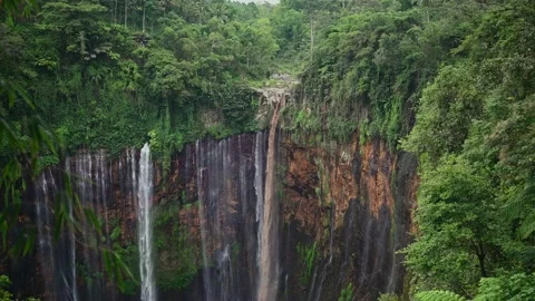 A large waterfall in a forest Stock Footage 130765824