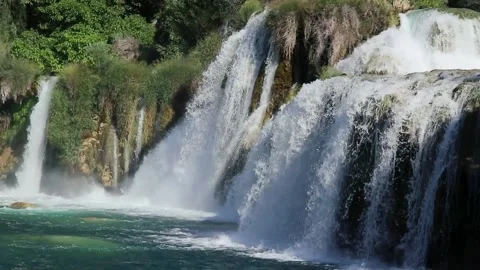 A large waterfall in a forest Stock Footage 156011725