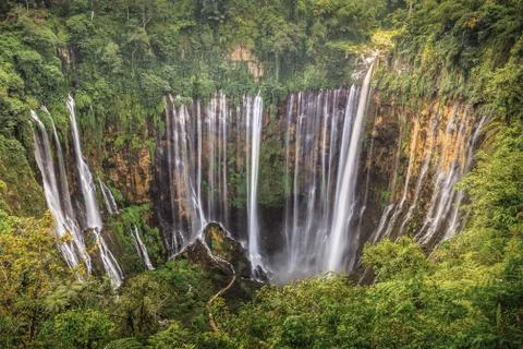 A large waterfall in a jungle Stock Photos
