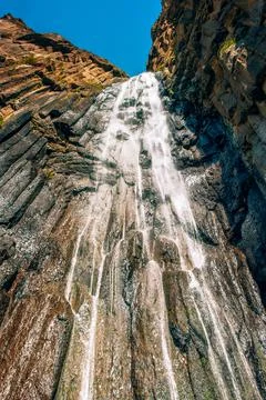 A large waterfall in the mountains Stock Photos
