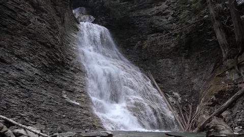 Large waterfall in a ravine Stock Footage 88062557