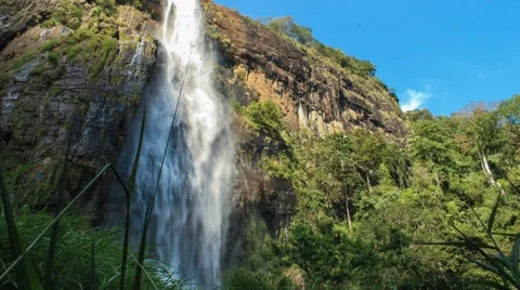 Large waterfall in Sri Lanka. Fast motion video. Stock Footage 61785993