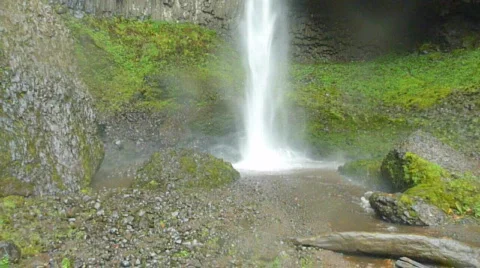 Large Waterfall Tilt Down Stock Footage 874619