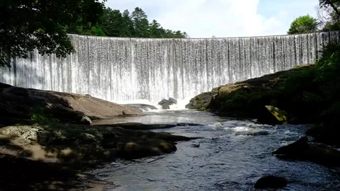 Large Waterfall - Wide of full waterfall, new movement - Slow Motion Stock Footage 244361449