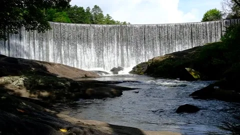 Large Waterfall - Wide shot of full waterfall - Slow Motion Stock Footage 244361447