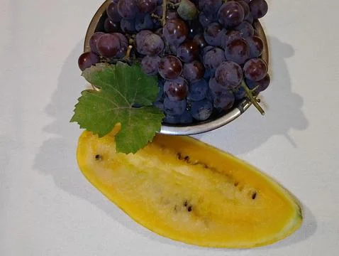 Large watermelon and grape composition Stock Photos