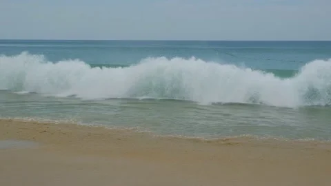 Large waves on the beach in Phuket. Thailand. White foam from the waves. Stock Footage 134130286