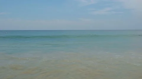Large waves on the beach in Phuket. Thailand. White foam from the waves. Stock Footage 134130336