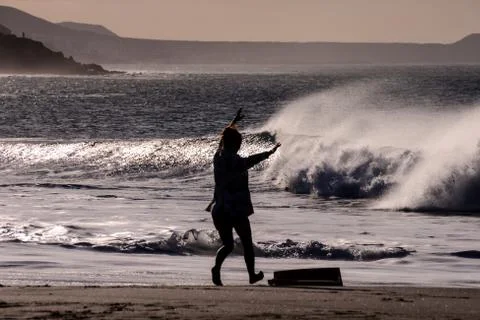 Large Waves Breaking on the Coast Foto stock