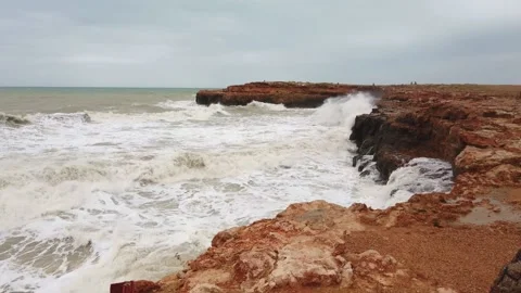 Large Waves Crash Ashore As Sea Storm Hits Island 4k Stock Footage 133807873