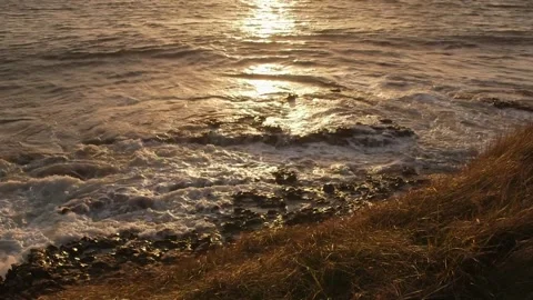 Large waves crash into beach Stock Footage 201526714