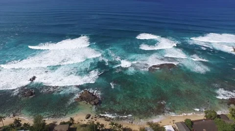 Large waves crashing down in Hawaii Stock Footage 46697024