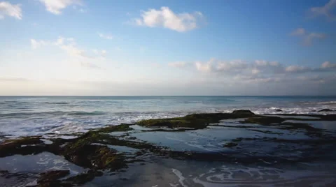 Large waves hit the reef Stock Footage 35572659
