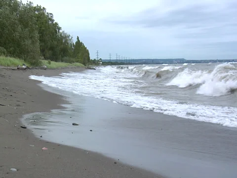 Large waves rolling up on the beach- slo mo 03 Stock Footage 38630646