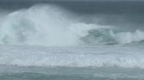 Large Waves Surf Crash Ashore Ahead of Hurricane Stock Footage