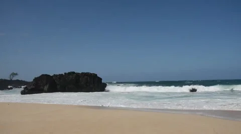 Large waves at Waimea Bay Stock Footage 48034030