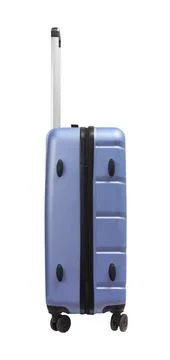 Large wheeled suitcase, side view. Telescopic handle, zipper closure on the.. Stock Photos