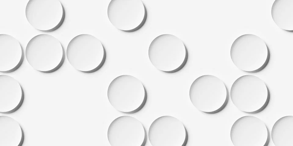 Large white bend circles or bowls sparsely scattered geometry background wa.. Stock Illustration