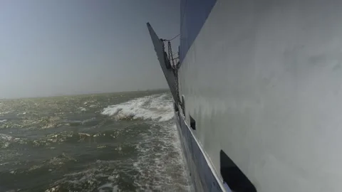 A large white boat floating on top of water Stock Footage 242349999