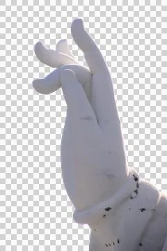 Large white cement statue of a hand isolated on white background. Stock Photos