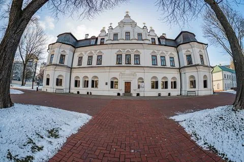 Large white classical building St Sophia Cathedral in Kyiv, multiple window.. Stock Photos