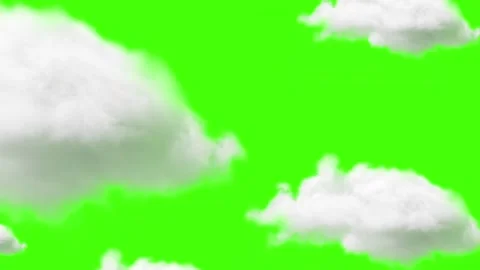 Large White Clouds Closeup on Green Screen Seamless Loop Animation Stock Footage 341601888