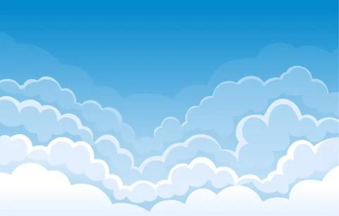 Large white clouds with a full edge on the sky. Vector illustration. Stock Illustration