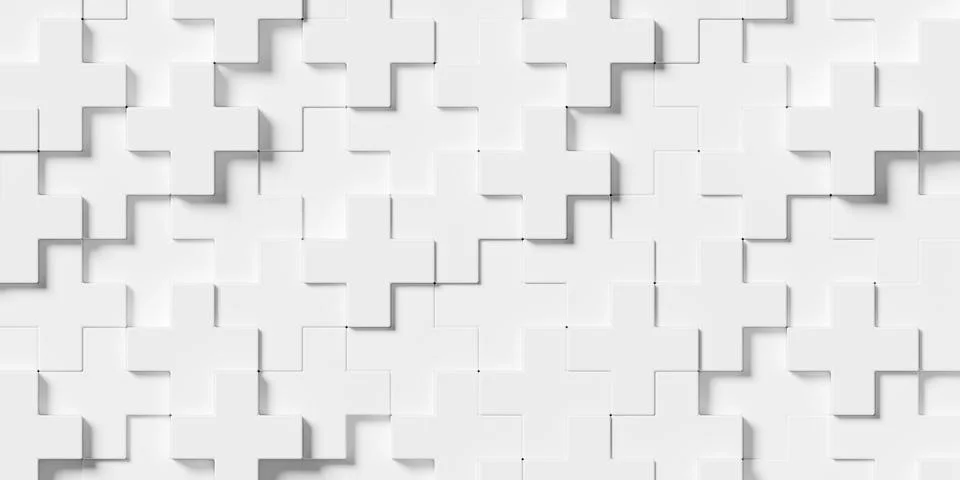 Large white crosses with random height offset geometry background wallpaper.. Stock Illustration