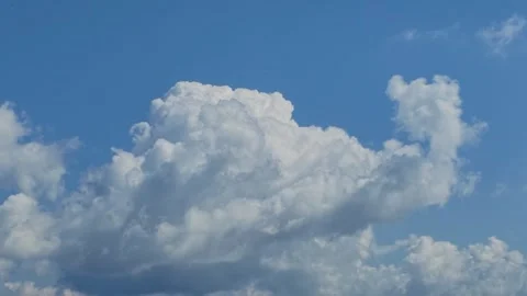 Large White Cumulus Cloud Against Blue Sky Stock Footage 346734624