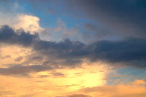 Large white cumulus clouds on a blue sky for background or ecology or nature. Stock Photos
