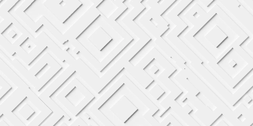 Large white diagonal arranged square and rectangle maze structure geometry .. Stock Illustration