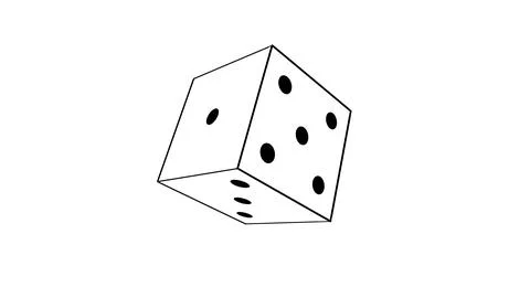 Large white dice with black dots showing number six on top gambling game Stock Illustration