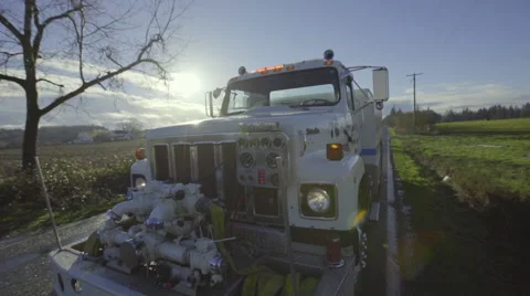 Large white fire truck Stock Footage 60736690