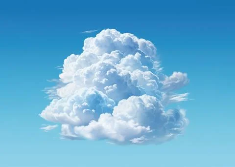 Large white fluffy cloud against a clear blue sky Stock Illustration