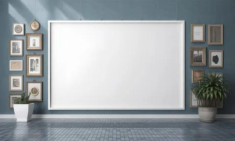 A large white frame with blank white interior Stock Photos