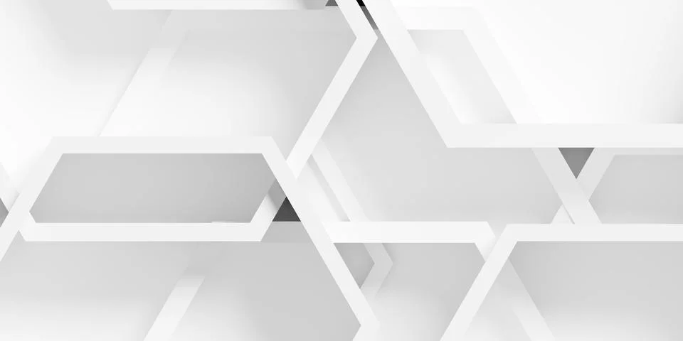 Large white hexagon honeycomb frames background wallpaper banner with copy .. Illustrazione stock