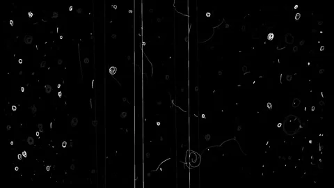 Large white holes dots and interference lines on a black background. Retro film Stock Footage 339021983
