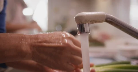 Large white onions or veggies being washed in sink Stock Footage 123789346
