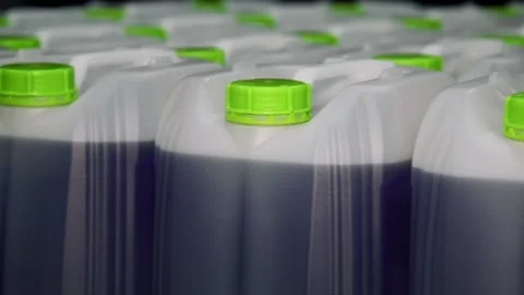 Large white plastic barrels on pallets at a chemical plant Stock Footage 220617647