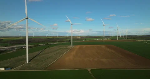 Large white power generators that generate electricity from the wind. Wind Stock Footage 240503736