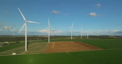 Large white power generators that generate electricity from the wind. Wind Видео 240725765