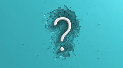 Large White Question mark minimalist animation with impact effect on Teal Illustrazione stock
